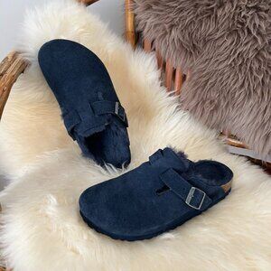 Birkenstock Boston Shearling Suede Clogs